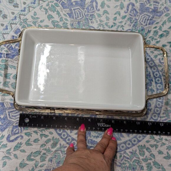 International Silver Company Handled Serving Basket White Casserole Dish - Picture 6 of 7